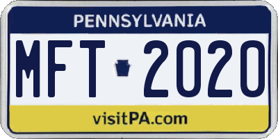 PA license plate MFT2020