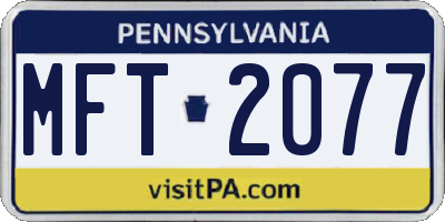 PA license plate MFT2077