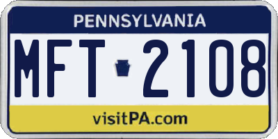 PA license plate MFT2108
