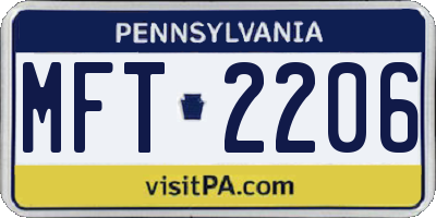 PA license plate MFT2206