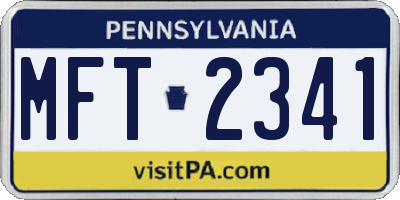 PA license plate MFT2341
