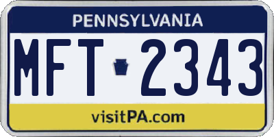 PA license plate MFT2343