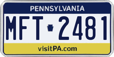 PA license plate MFT2481