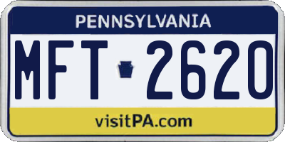 PA license plate MFT2620