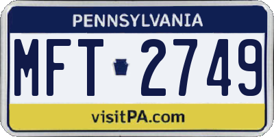 PA license plate MFT2749