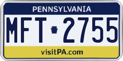PA license plate MFT2755