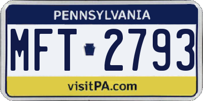 PA license plate MFT2793