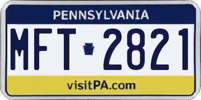 PA license plate MFT2821