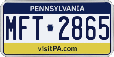 PA license plate MFT2865