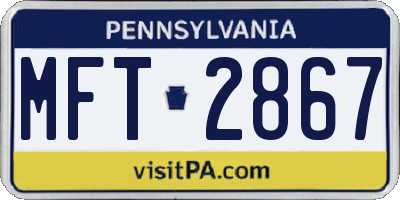 PA license plate MFT2867