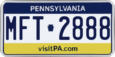 PA license plate MFT2888