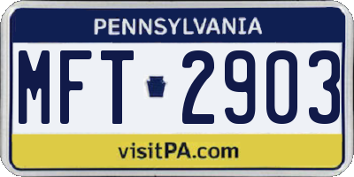 PA license plate MFT2903
