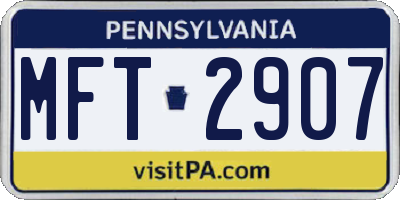 PA license plate MFT2907