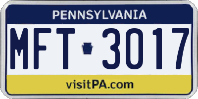 PA license plate MFT3017