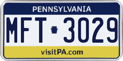 PA license plate MFT3029