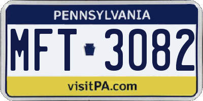 PA license plate MFT3082