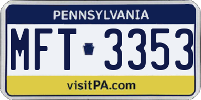 PA license plate MFT3353