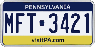 PA license plate MFT3421