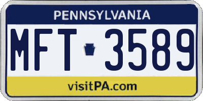 PA license plate MFT3589