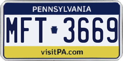 PA license plate MFT3669