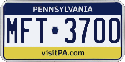 PA license plate MFT3700