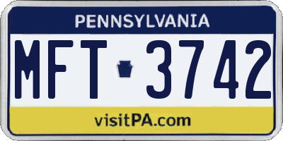 PA license plate MFT3742
