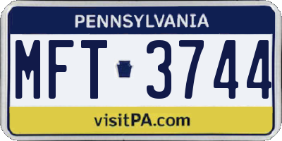 PA license plate MFT3744