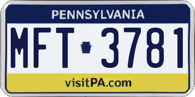 PA license plate MFT3781