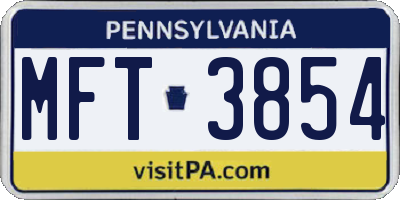 PA license plate MFT3854