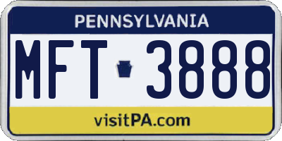 PA license plate MFT3888