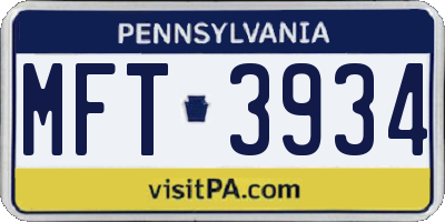 PA license plate MFT3934