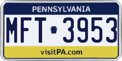 PA license plate MFT3953