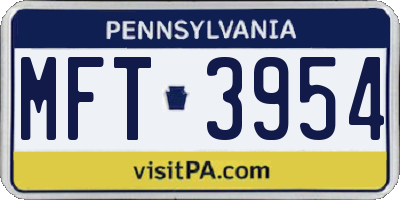 PA license plate MFT3954