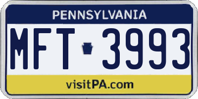 PA license plate MFT3993
