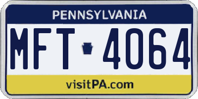 PA license plate MFT4064