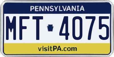PA license plate MFT4075
