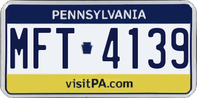 PA license plate MFT4139