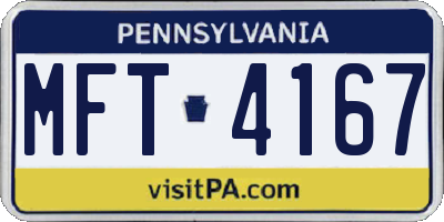 PA license plate MFT4167