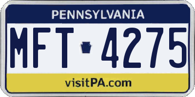 PA license plate MFT4275