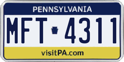 PA license plate MFT4311