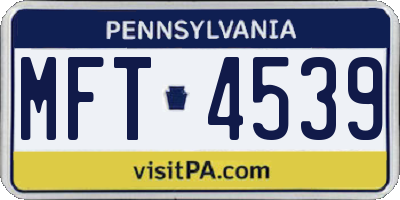 PA license plate MFT4539