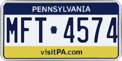 PA license plate MFT4574