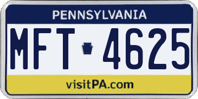 PA license plate MFT4625