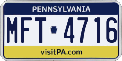 PA license plate MFT4716