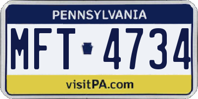 PA license plate MFT4734