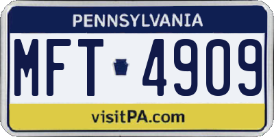 PA license plate MFT4909