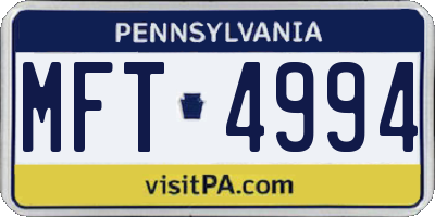 PA license plate MFT4994