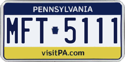 PA license plate MFT5111