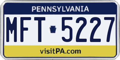 PA license plate MFT5227