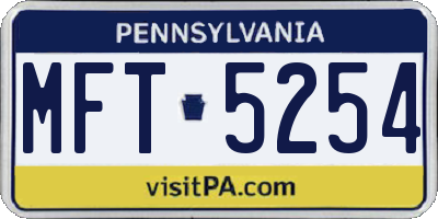 PA license plate MFT5254